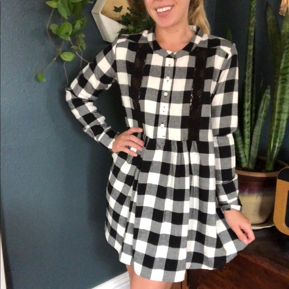 Wrangler Black and White Gingham Dress